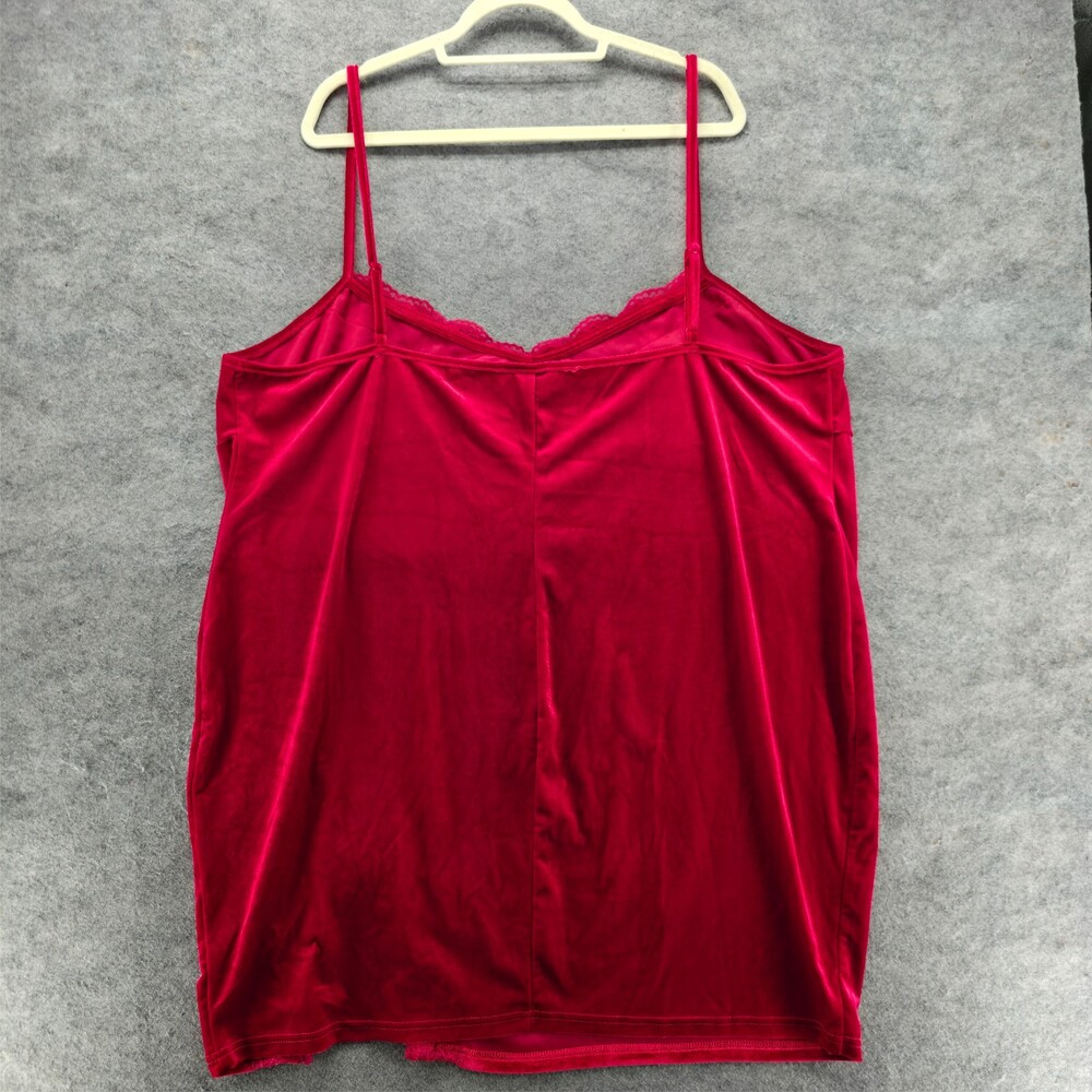 SHEIN FIT+ Slip Womens 3XL Red Velvet Split Slip Lined Straps Cami Nightwear